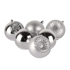 6-Piece Shatterproof Glittering Silver Ornaments