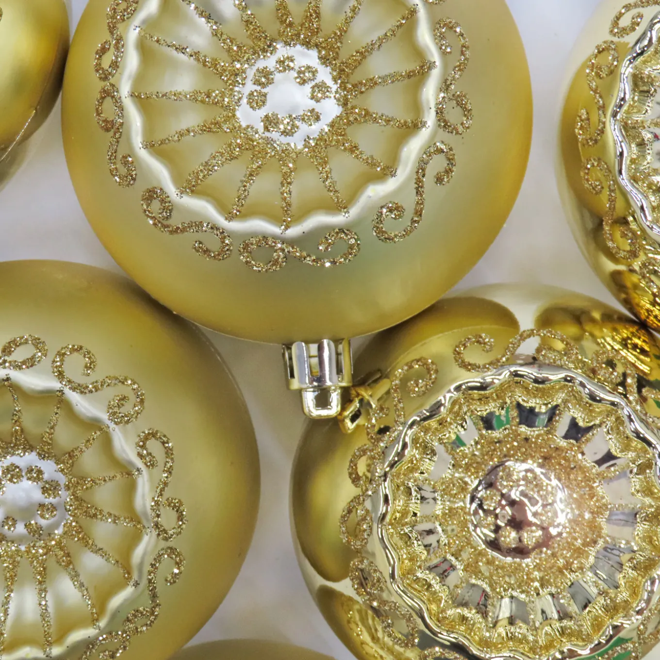 6-Piece Shatterproof Glittering Gold Ornaments