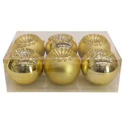 6-Piece Shatterproof Glittering Gold Ornaments