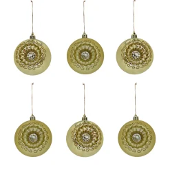 6-Piece Shatterproof Glittering Gold Ornaments