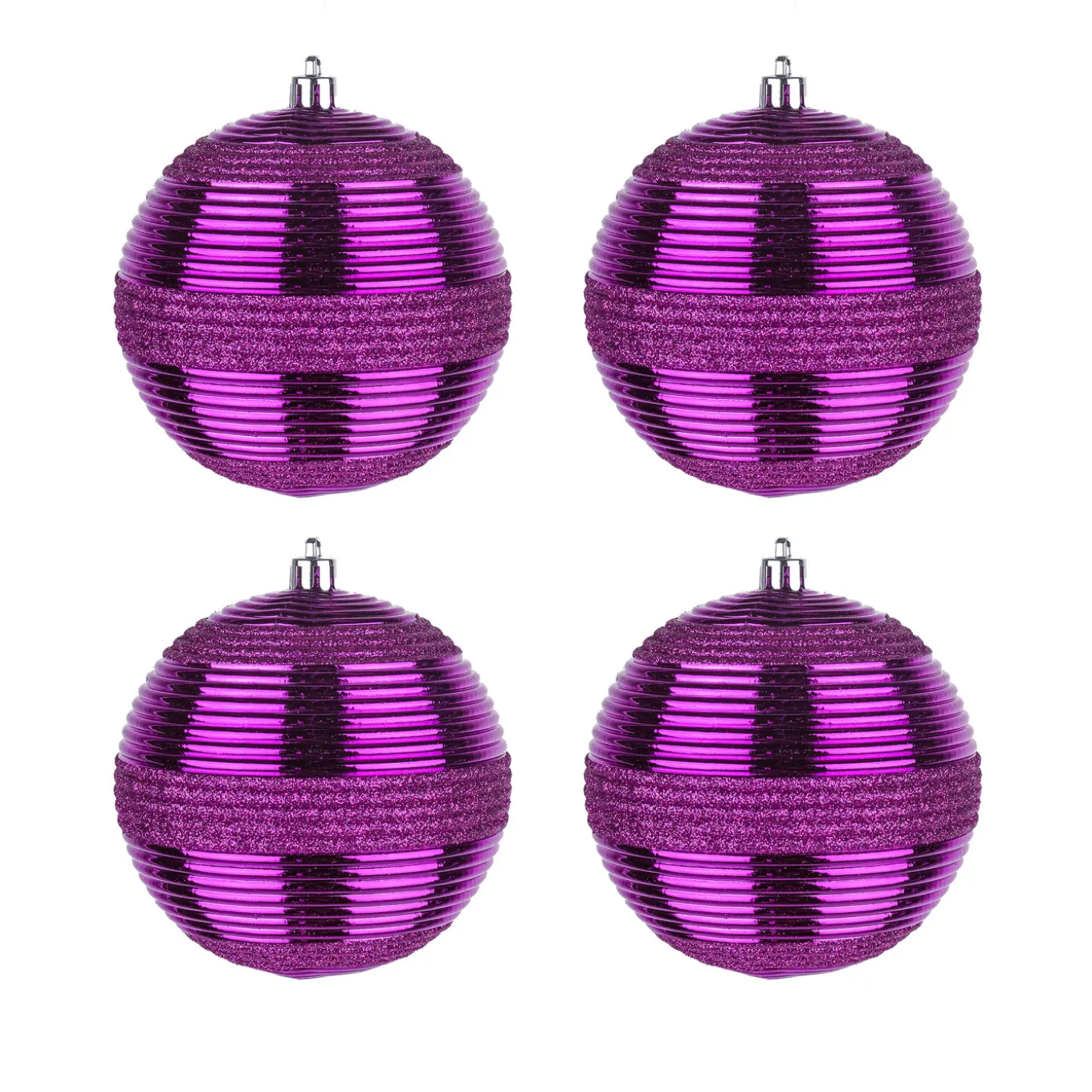 4-Piece Shatterproof Swirling Purple Ornaments