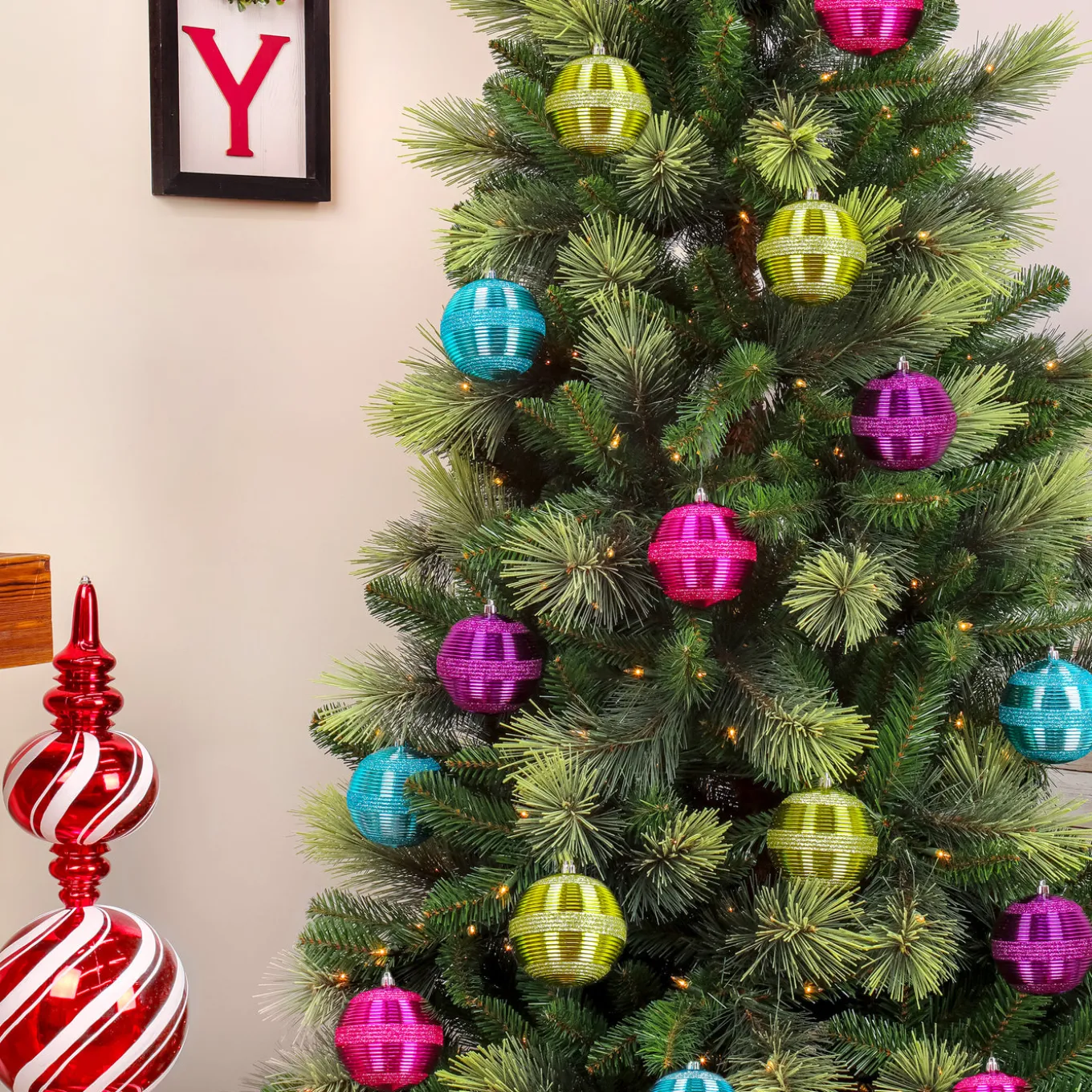 4-Piece Shatterproof Swirling Pink Ornaments