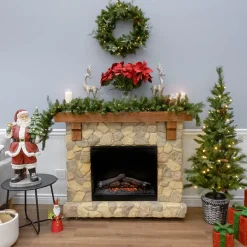 Pre-Lit Buzzard Pine Assortment Set of 1 Entrance Tree, 1 Wreath, 1 Garland