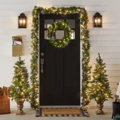 Pre-Lit Frosted Berry Assortment with 2 Entrance Trees, 1 Wreath, 2 Garland