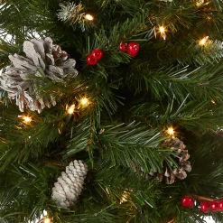 Pre-Lit Frosted Berry Assortment with 2 Entrance Trees, 1 Wreath, 2 Garland