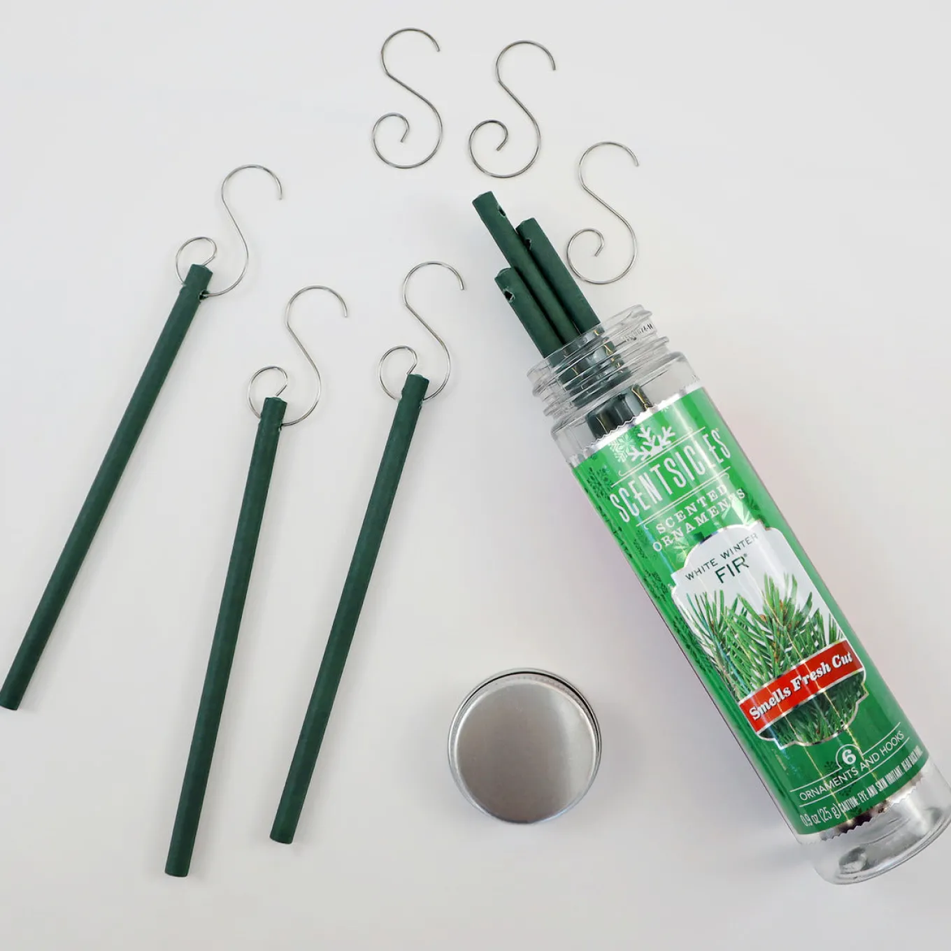 Scented Ornaments, 2 Pack- 6ct Bottle, White Winter Fir, Fragrance-Infused Paper Sticks