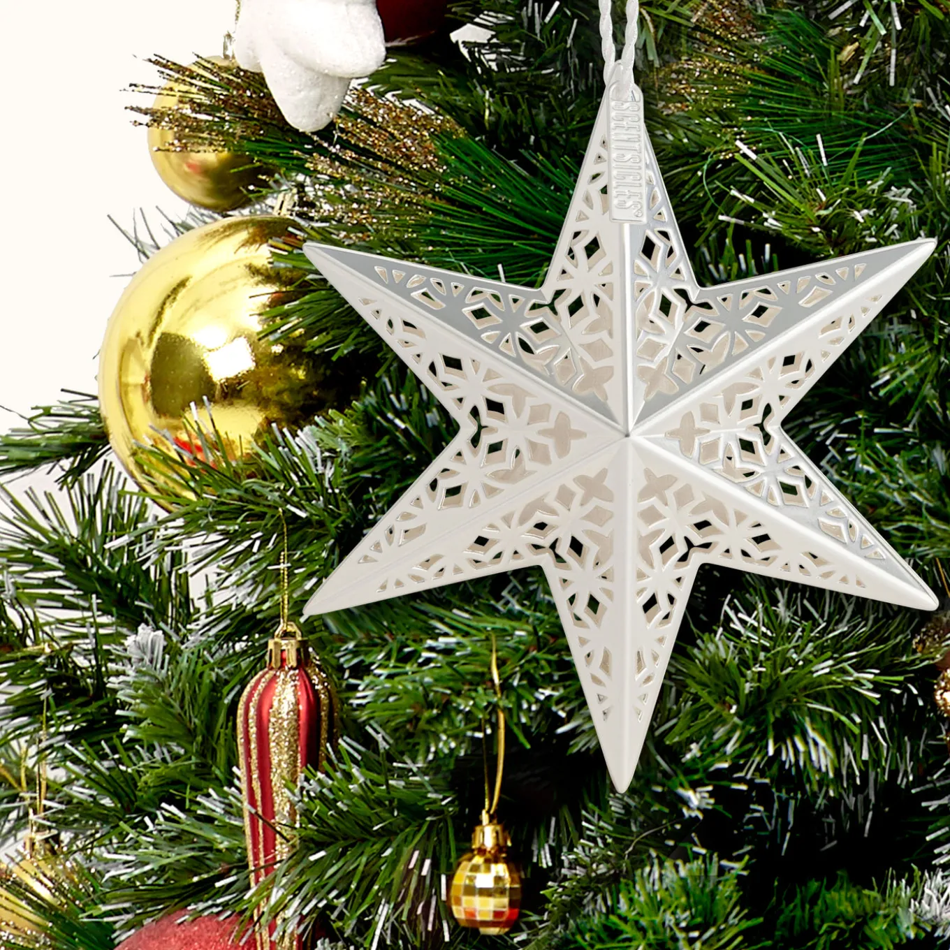 Scentsicles Decorative Ornament, Metal White Star, White Winter Fir with Refill