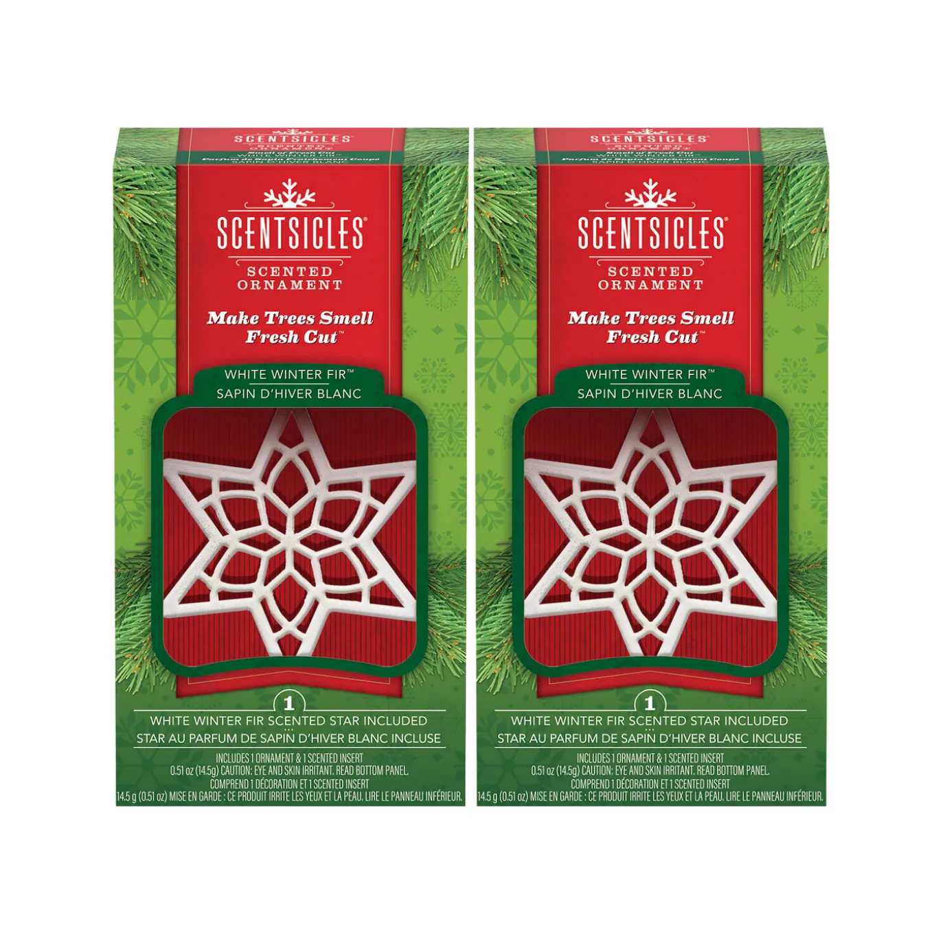 Scentsicles, Scented Star Ornament, White Winter Fir, 2-Pack