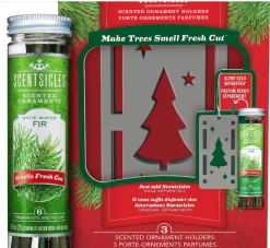 Scentsicles Trio Ornament Set of 3 and White Winter Fir Bottle of 6 Sticks