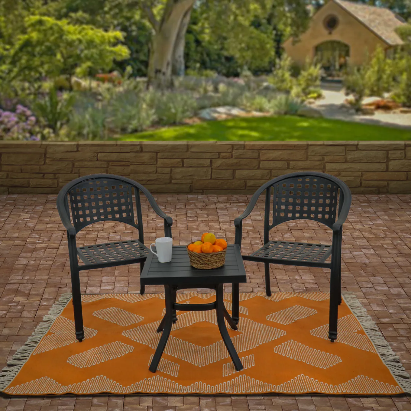 5x7 ft. Papaya Hand Woven Outdoor Rug
