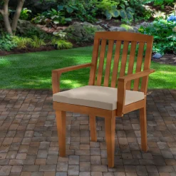 24x26x37 in. Eucalyptus Grandis Wood Dining Armchair, Natural Color with Beige Cushion & Polyester Pad